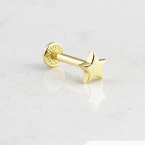 14K gold single star screw earring